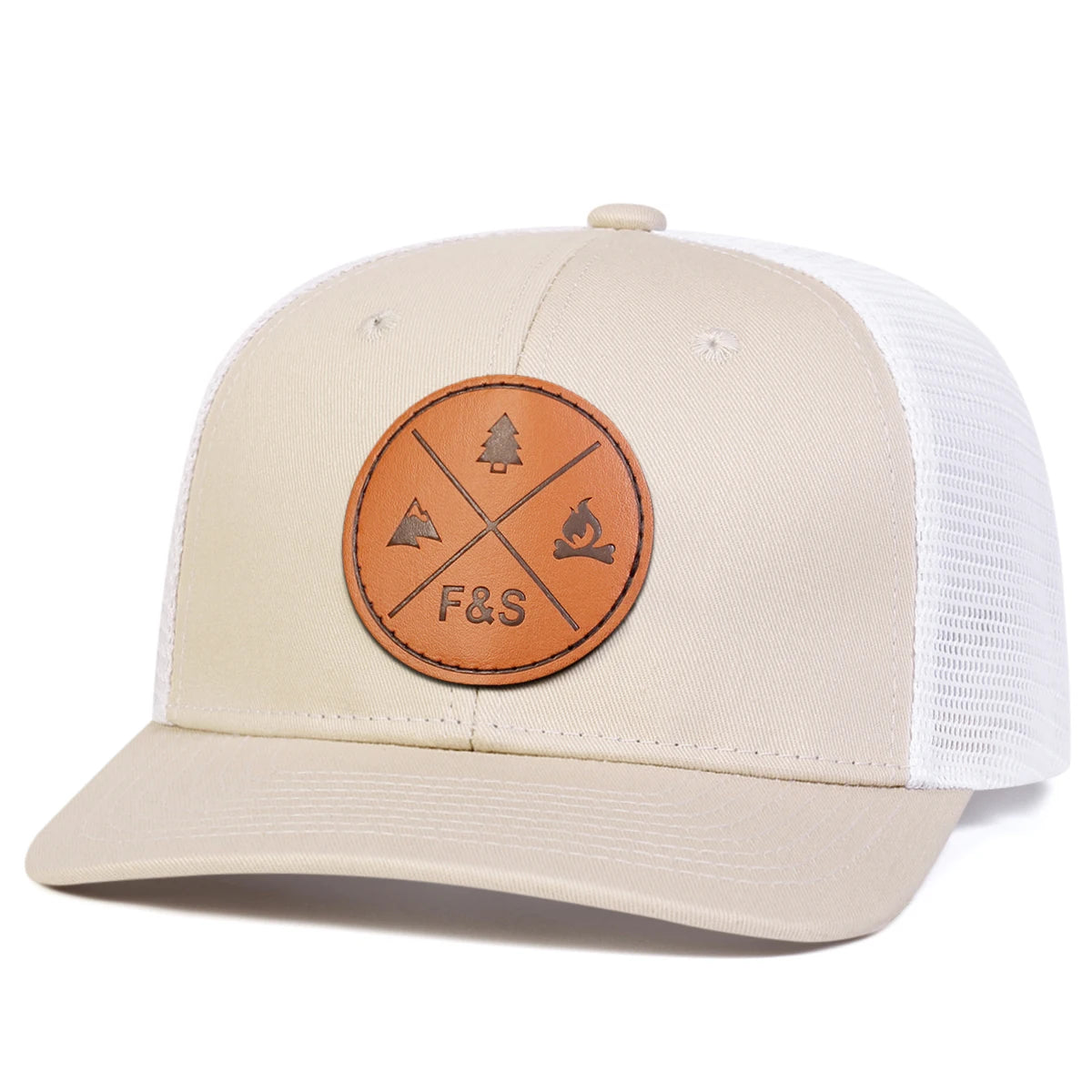 Unisex F&S Round Leather Label Baseball Net Caps Spring and Summer Outdoor Adjustable Casual Hats Sunscreen Hat