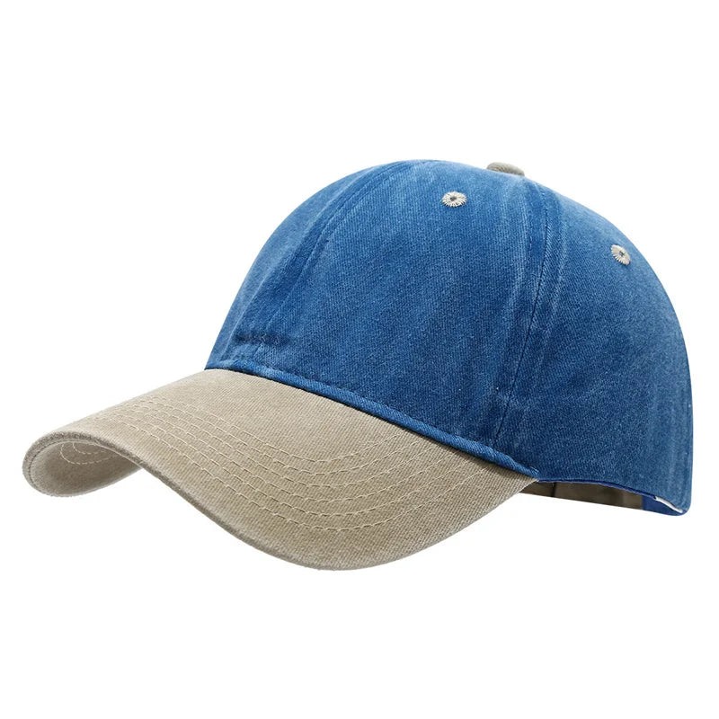 Unisex Washed Cotton Baseball Cap – Color-Matched Casual Snapback Sun Hat for Spring & Summer