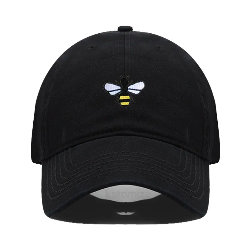 Washed Cotton Honeybee Embroidery Baseball Caps for Men Women Dad Hat Adjustable Snapback Cap Wholesale Dropshipping