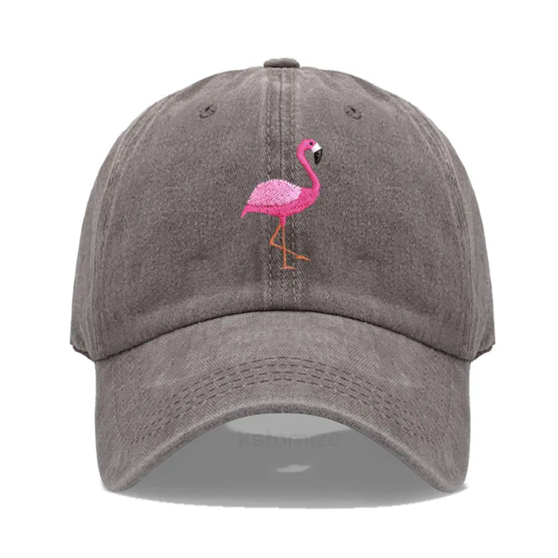 Animal Embroidery Flamingo Baseball Caps for Men Women Retro Soft Washed Cotton Dad Hat Snapback Cap Wholesale Dropshipping