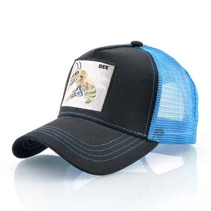 Fashion Unisex Baseball Cap With Embroidery With Bee Patch Men's Snapback Hip Hop Trucker Caps Women Adjustable Sun Visor Hat