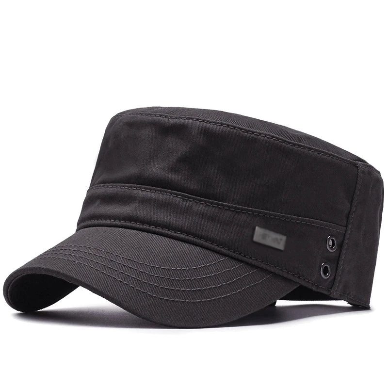 Men’s Flat Top Cotton Baseball Cap Casual Fashion Peaked Sunshade Commuter Hat Four Seasons