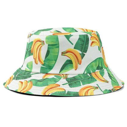 Unisex Bucket Cap Fruit Printing Hats Summer Double-sided Wear Man Women Cap Outdoor Sun Hat Classic Casual Panama Bucket Hat