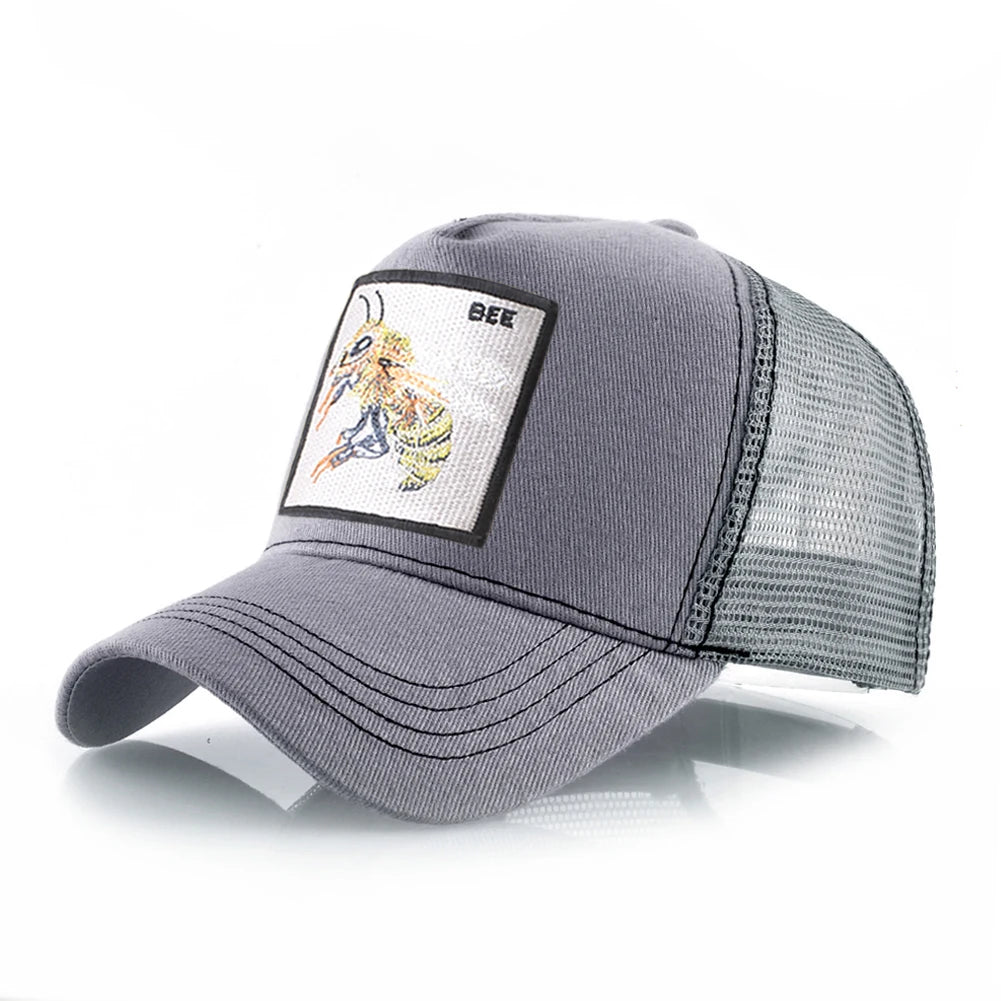 Fashion Unisex Baseball Cap With Embroidery With Bee Patch Men's Snapback Hip Hop Trucker Caps Women Adjustable Sun Visor Hat