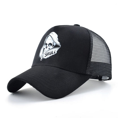 Summer Baseball Cap Outdoor Breathable Mesh Trucker Cap Men Women Printing Skull Snapback Hip Hop Caps Adjustable Visor Cap