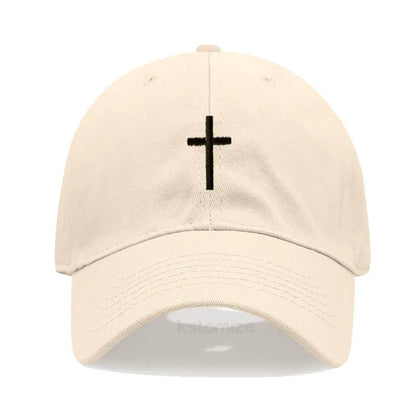 Cross Embroidered Baseball Cap for Women Men Fashion Adjustable Washed Cotton Dad Hat Unisex Classic Golf Caps