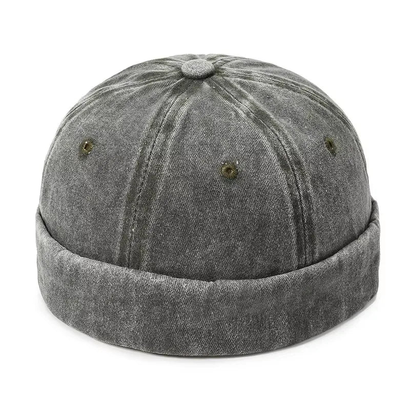 New Women Men Solid Cotton Cap Hat Washed Denim Beanie Hat Spring Autumn Retro Adjustable Docker Sailor Cap Hat For Women Men