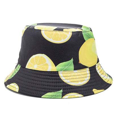 Hot Sale Unisex Bucket Hats Summer Double-sided Wear Fruit Printing Women Cap Outdoor Sun Hat Men Classic Panama Bucket Hat