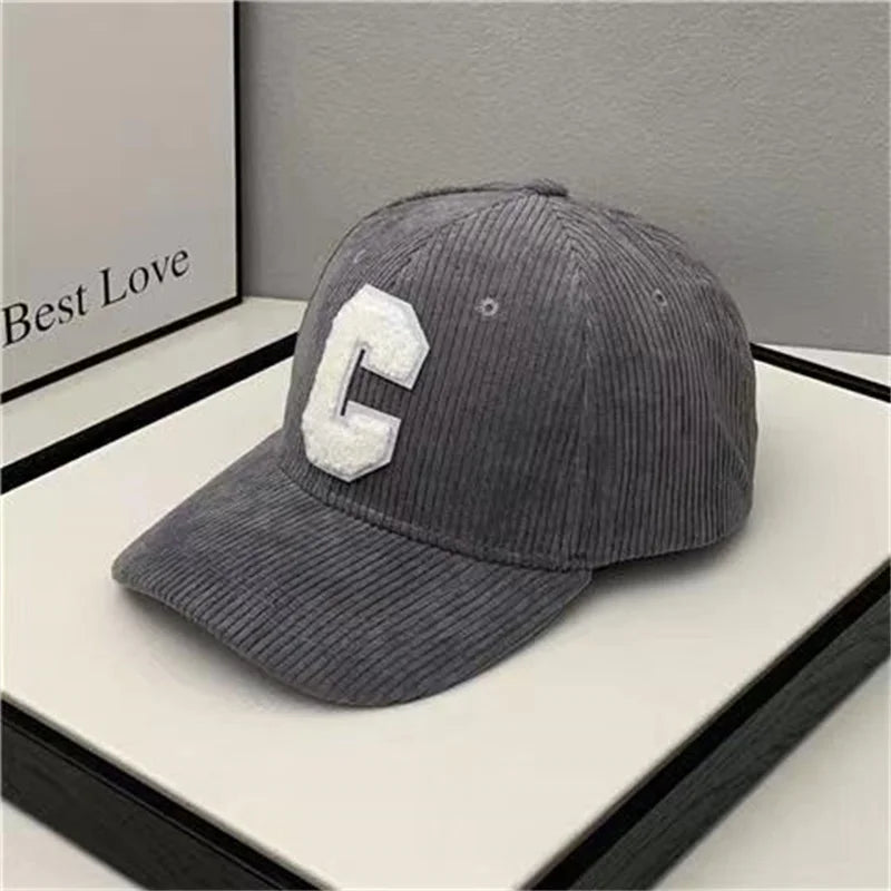 Spring Autumn Corduroy Baseball Cap for Women Men Unisex Vintage C Snapback Hip Hop Hats Winter Adjustable Outdoor Sport Hat