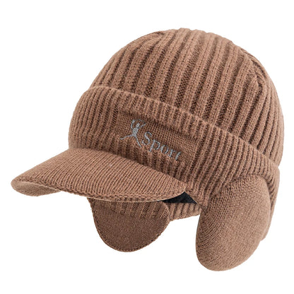 New Unisex Winter Hat Plush Fur Lined Warm Earflap Cap Stylish Beanie Hat For Men Women Outdoor Thicken Ski Sports Knitted Hat
