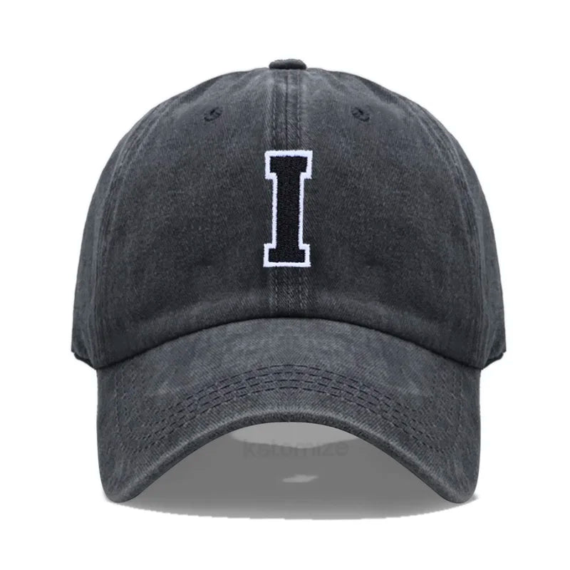 Initial Letter A-Z Embroider Baseball Cap For Men Womne Washed Cotton Dad Hat Fashion Team Sport Visors Snapback Caps