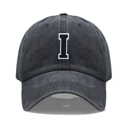 Initial Letter A-Z Embroider Baseball Cap For Men Womne Washed Cotton Dad Hat Fashion Team Sport Visors Snapback Caps