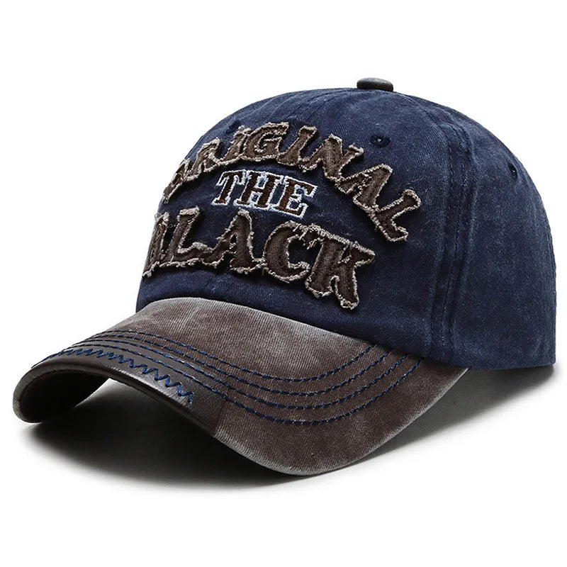 New Cotton Coated Outdoor Sports Wash Baseball Cap Embroidery Patch Black Letter Sunscreen Sunshade Hat Spring And Autumn