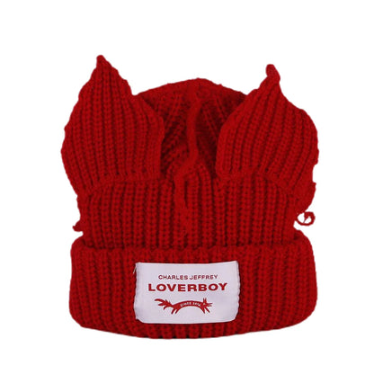 Winter Knitted Hats For Women Cute Rabbit Ear Soft Warm Thick Acrylic Luxury Brand Label Beanies Skullies Personality Casual Cap