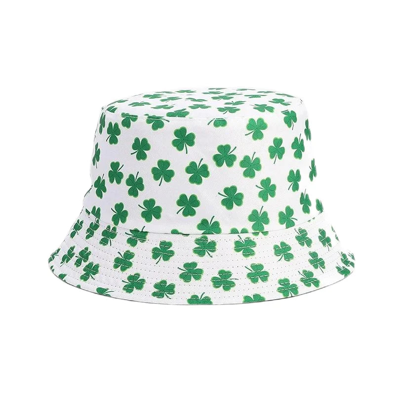 2025 St Patrick's Day Bucket Hat for Women Men Tropical Print Revisible Summer Double Side Sun Hat Green Leaf Panama Beach Cap