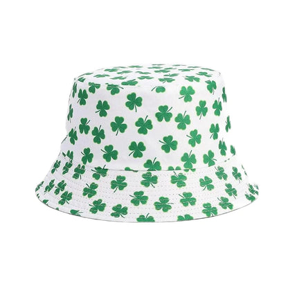 2025 St Patrick's Day Bucket Hat for Women Men Tropical Print Revisible Summer Double Side Sun Hat Green Leaf Panama Beach Cap