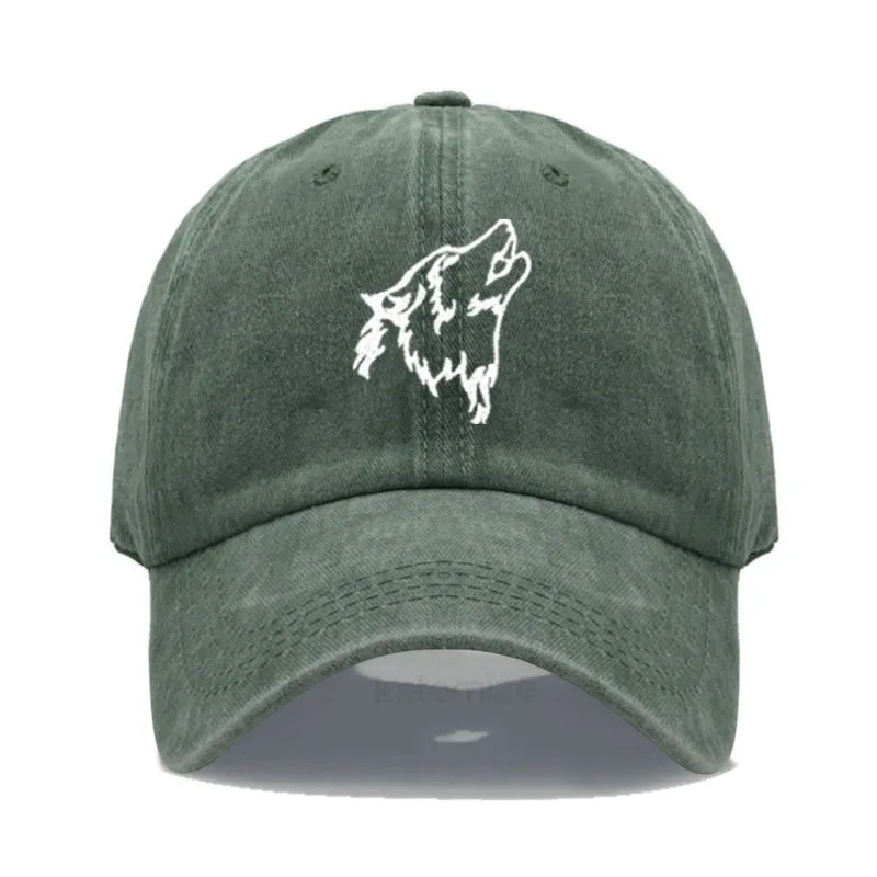 Women's Baseball Cap Men's Washed Cotton Wolf Howl Embroidery Embroidery Dad Hat Sport Golf Caps For Man Sun Hats Dropshipping