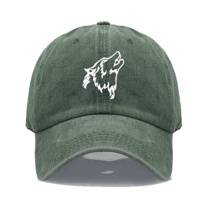 Women's Baseball Cap Men's Washed Cotton Wolf Howl Embroidery Embroidery Dad Hat Sport Golf Caps For Man Sun Hats Dropshipping