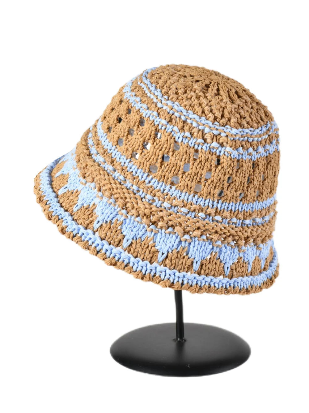 2025 New Summer Striped Solid Hollow out Bowl Hats for Women's Casual Korean Foldable Sun Hat  Bucket Hat Panama Travel Cap