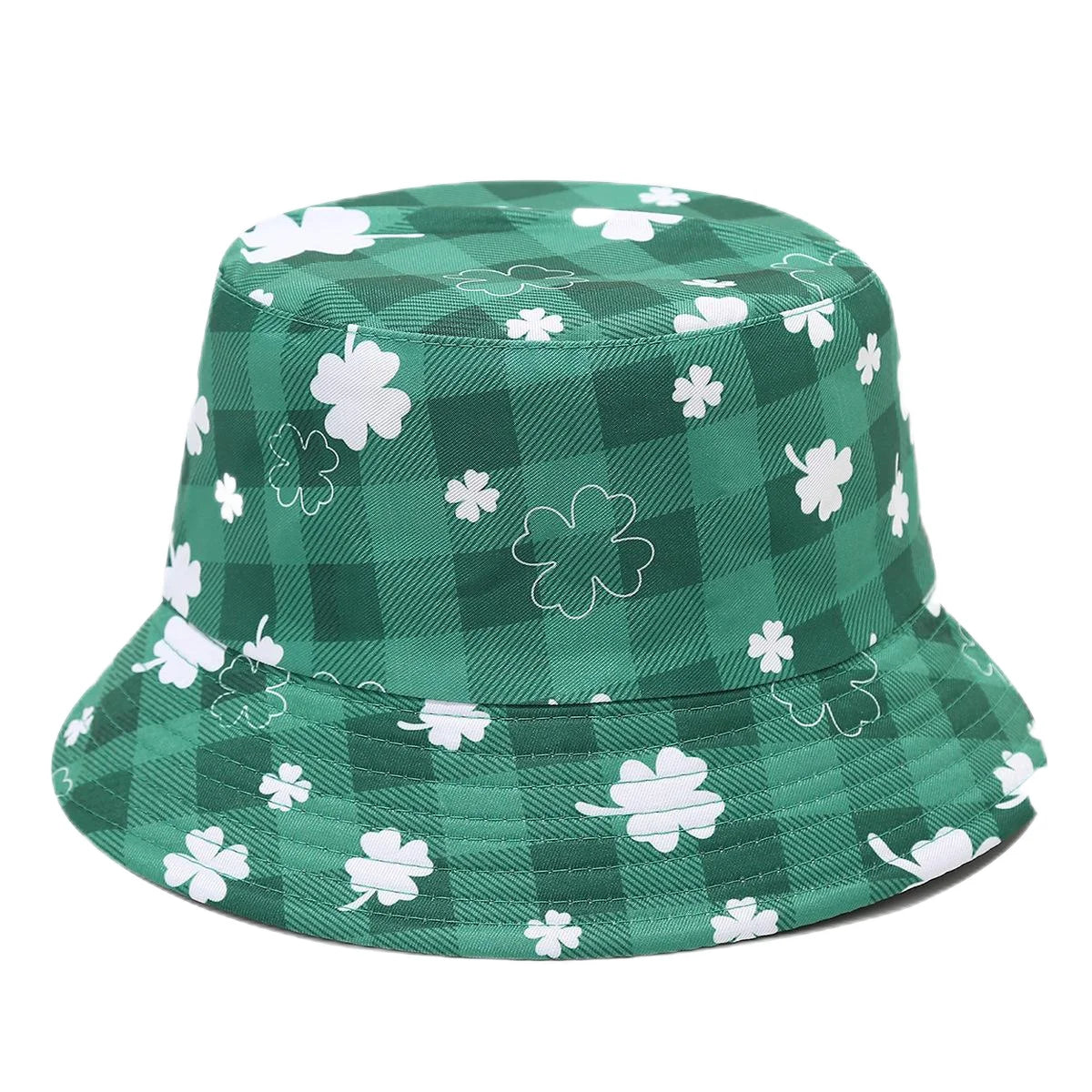 2025 St Patrick's Day Bucket Hat for Women Men Tropical Print Revisible Summer Double Side Sun Hat Green Leaf Panama Beach Cap