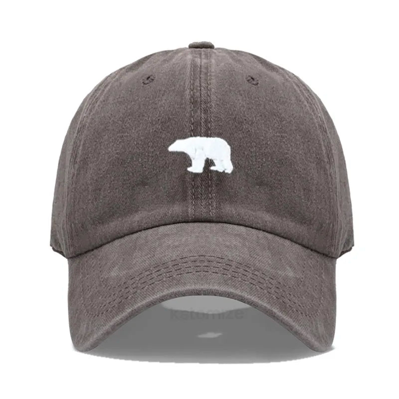 little Bear Embroidery Baseball Cap for Women Men Fashion Adjustable Soft Washed Cotton Dad Hat Unisex Classic Golf Caps