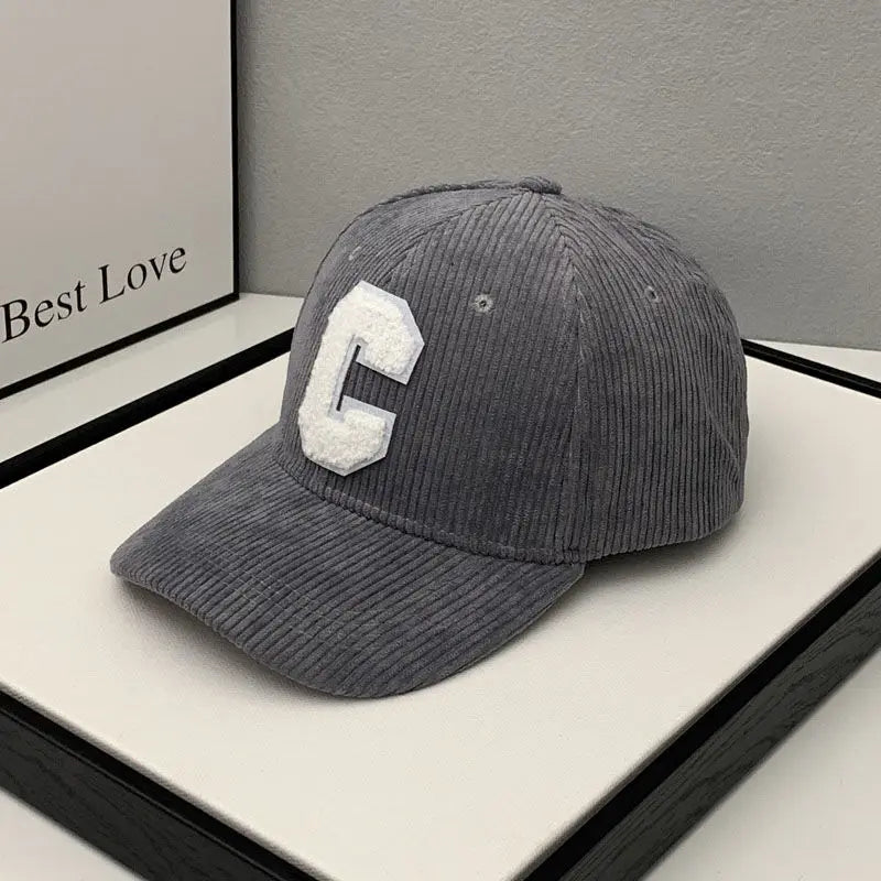 Fashion Corduroy Baseball Cap Ladies Letter C Snapback Hat Women Shopping Dress Up Adjustable Casual Caps Hip Hop Hats