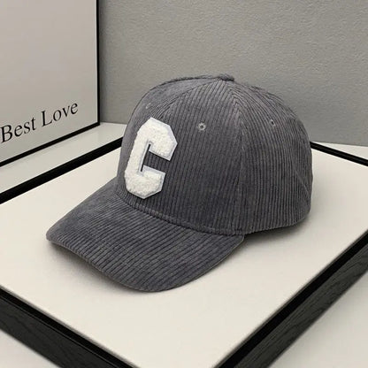 Fashion Corduroy Baseball Cap Ladies Letter C Snapback Hat Women Shopping Dress Up Adjustable Casual Caps Hip Hop Hats
