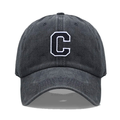 Initial Letter A-Z Embroider Baseball Cap For Men Womne Washed Cotton Dad Hat Fashion Team Sport Visors Snapback Caps