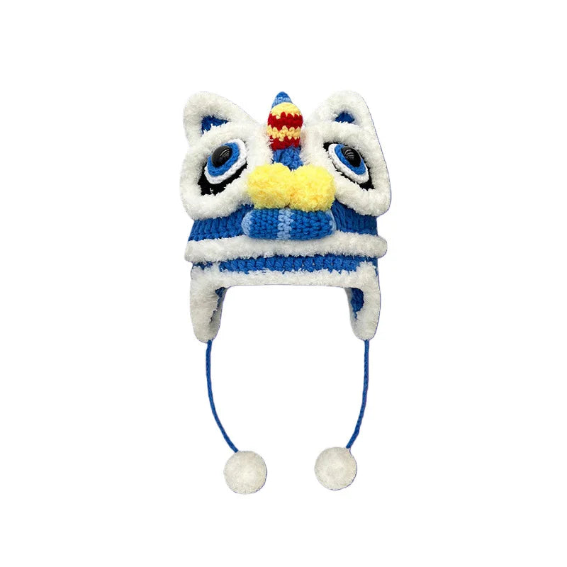 Unisex Handmade Knitted Beanie – Thickened Warm Winter Hat with Ear Protection (Adult & Kids Ski Cap)