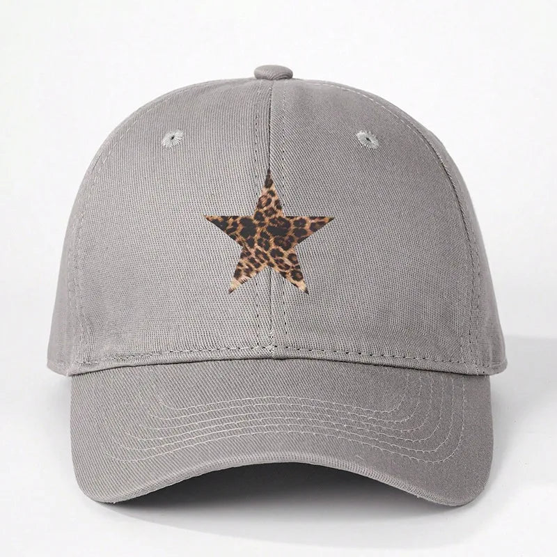 Leopard Print Star Soft Cotton Baseball Cap Unisex Adjustable Casual Dad Hats Perfect For Outdoor Active fishing Travel Headwear