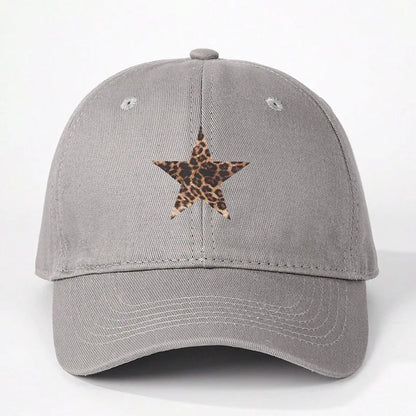 Leopard Print Star Soft Cotton Baseball Cap Unisex Adjustable Casual Dad Hats Perfect For Outdoor Active fishing Travel Headwear