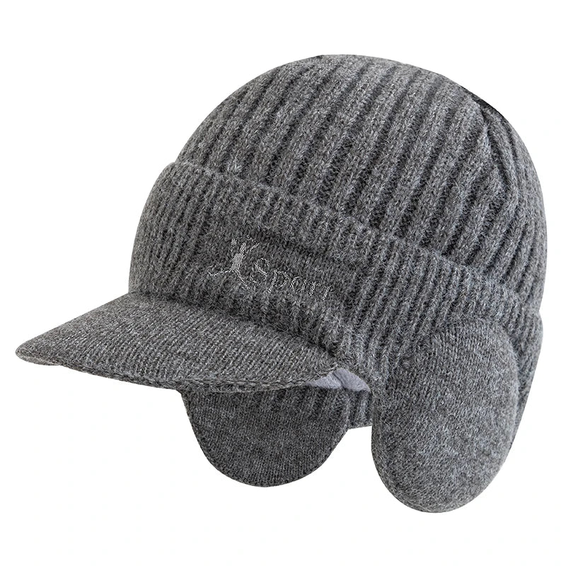 New Unisex Winter Hat Plush Fur Lined Warm Earflap Cap Stylish Beanie Hat For Men Women Outdoor Thicken Ski Sports Knitted Hat