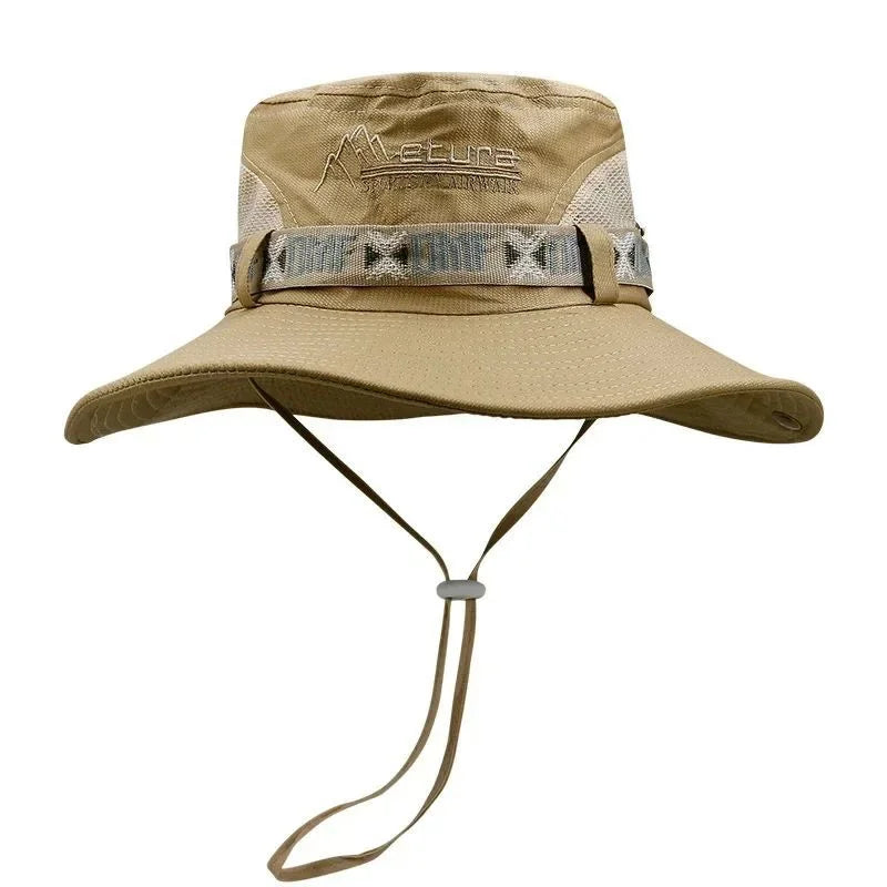 Unisex Breathable Bucket Hat – Wide Brim UV Protection Panama Safari Hiking Mesh Fisherman Sun Cap (Summer Outdoor)