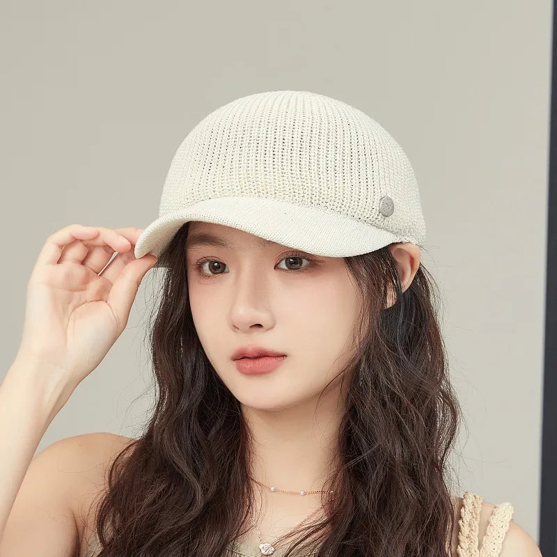 Japanese British Style Spring Summer Beret Hat For Women Luxury Brand Designer Straw Hat Breathable Sun Hat Visors Travel Caps