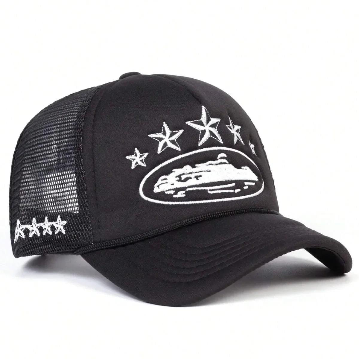Fashionable Embroidered Baseball Hat Five Star Color blocked Mesh Breathable Summer Duck Tongue Hat Versatile Sunshade Truck Hat