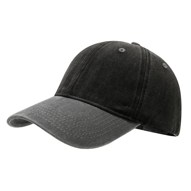 Unisex Washed Cotton Baseball Cap – Color-Matched Casual Snapback Sun Hat for Spring & Summer