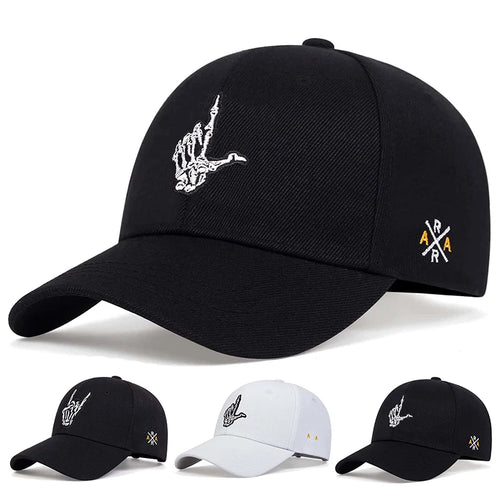 Unisex Skeleton Fingers Embroidery Baseball Caps Spring Autumn Outdoor Adjustable Casual Hats Sunscreen Hat
