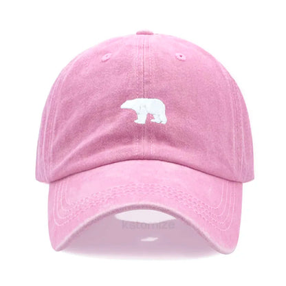 little Bear Embroidery Baseball Cap for Women Men Fashion Adjustable Soft Washed Cotton Dad Hat Unisex Classic Golf Caps