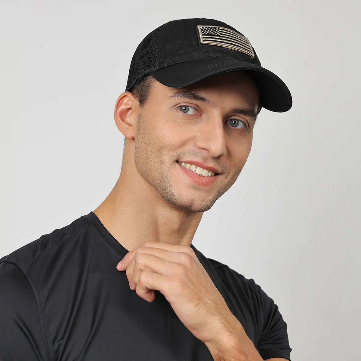 Unisex American Logo Embroidered Mesh Baseball Cap Adjustable Velcro Outdoor Hat