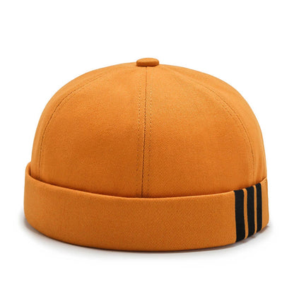 Unisex Brimless Melon Cap – Retro Letter Solid Color Docker Beanie Street Hip Hop Hat