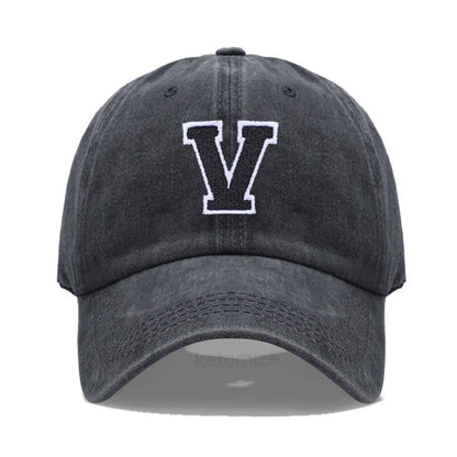 Initial Letter A-Z Embroider Baseball Cap For Men Womne Washed Cotton Dad Hat Fashion Team Sport Visors Snapback Caps