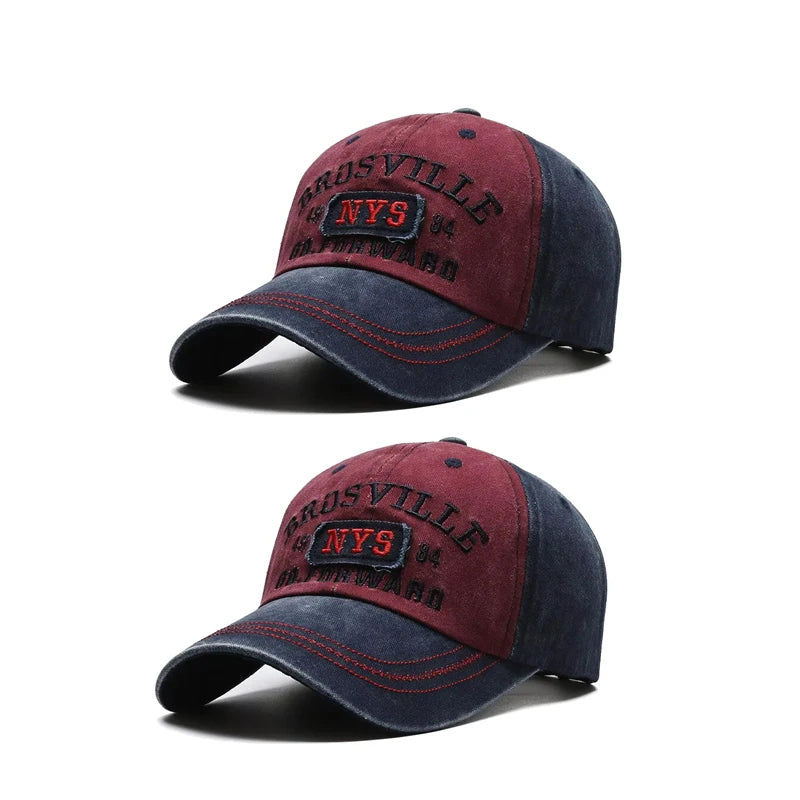 Men’s Washed Embroidered Baseball Cap Curved Brim Casual Adjustable Sun Hat