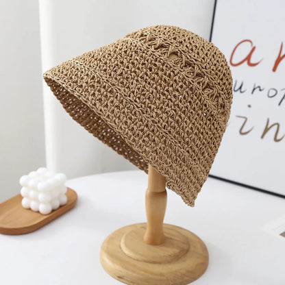 Summer Japanese Bucket Hat Korean style Small Brim Straw Hat Versatile Japanese Woven Bucket Hats Beach Sunscreen Hat Women