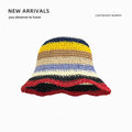 Sun Hat Women's Summer Sun Protection UV Protection 2024 New Beach Vacation Fisherman Hat Rainbow Colorful Striped Basin Hat