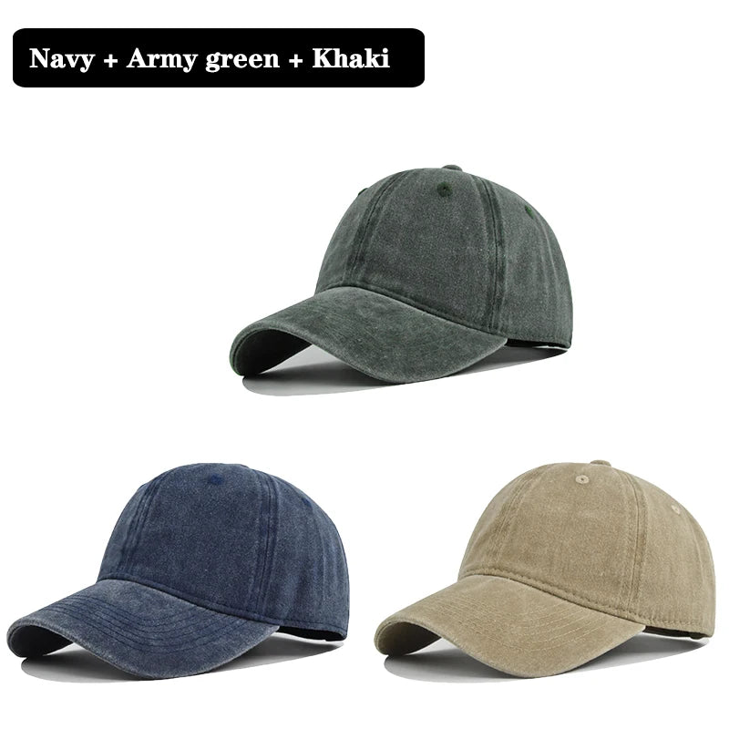Unisex Vintage Washed Cotton Baseball Cap – Adjustable Breathable Solid Color Dad Hat