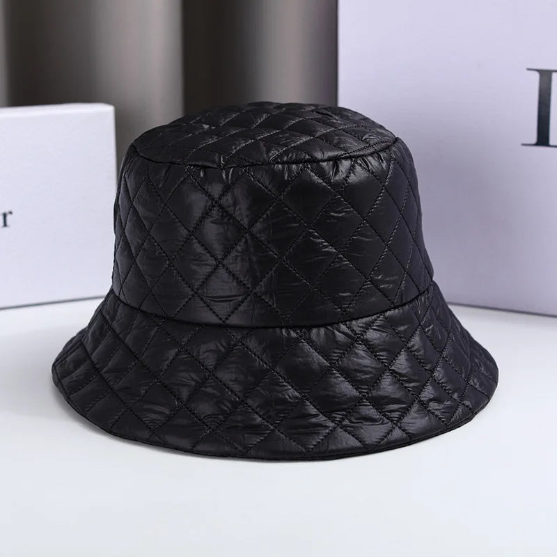 Autumn and Winter Bucket Hat Japanese Simple Solid Color Xiaoyan Tide Brand Down Warm Casual Versatile Basin Hat Children