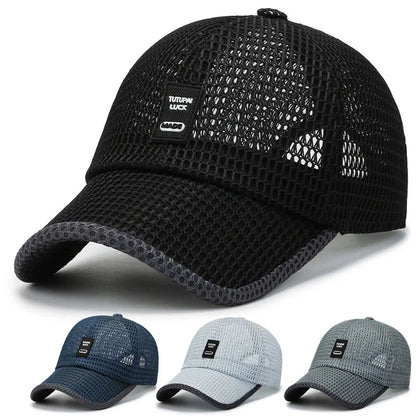 Men’s Mesh Baseball Cap Breathable Summer Dad Hat Outdoor Fishing Snapback Trucker Cap