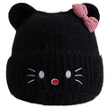 Hot Sale Women Loose Beanie Hat With Cute Cat Ear Lovely Bow Style Winter Knitted Hats For Female Streetwear Winter Hat