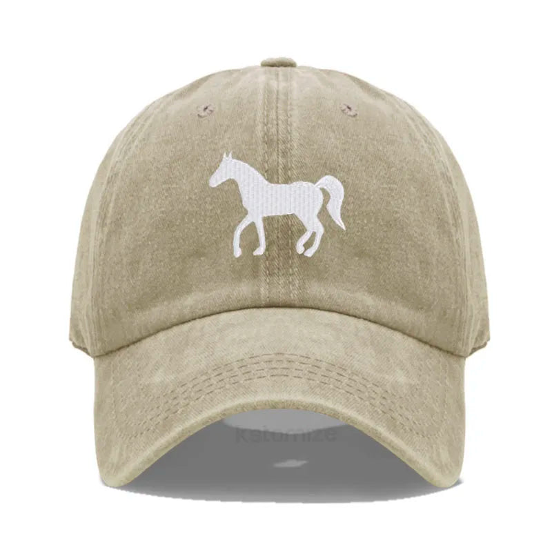 Horse Embroidered Baseball Cap for Women Men Fashion Adjustable Washed Cotton Dad Hat Unisex Classic Golf Caps