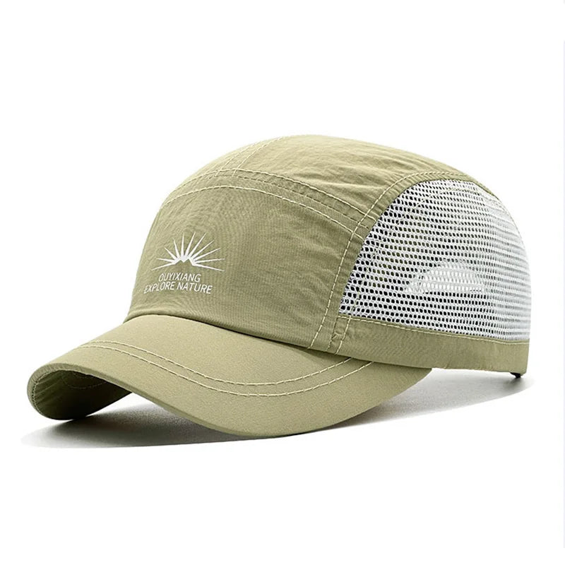 Vintage-Inspired Men'S Short-Brim Baseball Cap - Lightweight Breathable Quick-Dry Polyester Street Style Casual Outdoor Hat